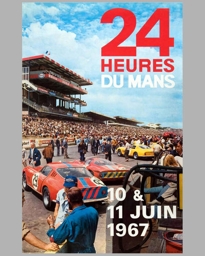1967 - 24 Hours of Le Mans original official event poster by Andre Delourmel, France