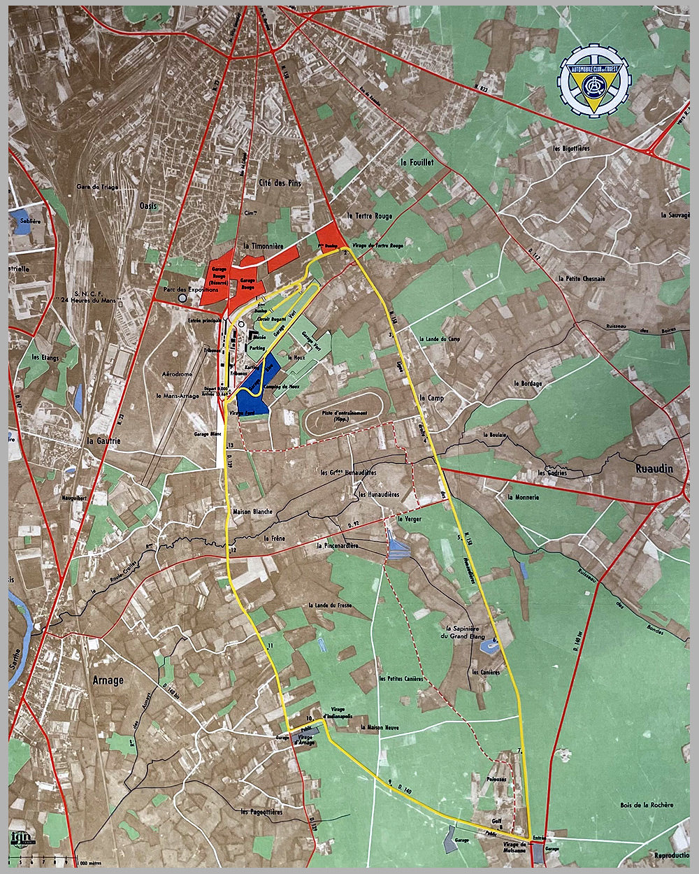 Le Mans 24 Hours map, 1967, produced for the ACO 4