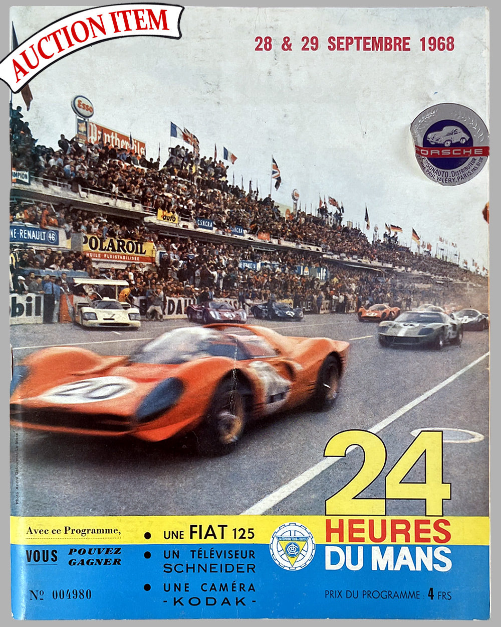 1968 24 Hours of Le Mans race program, with cover photo by André Delourmel