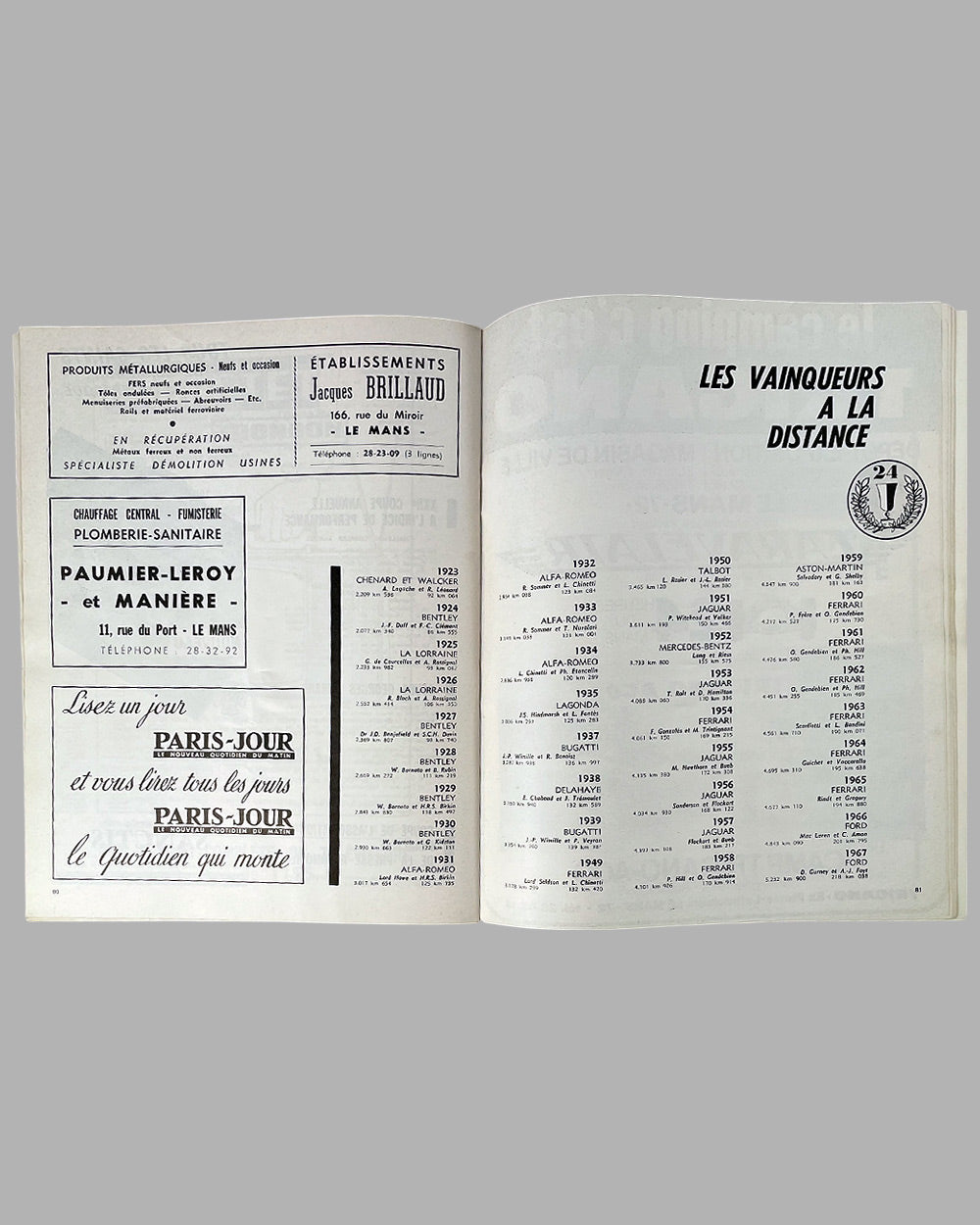 1968 24 Hours of Le Mans race program, with cover photo by André Delourmel 4