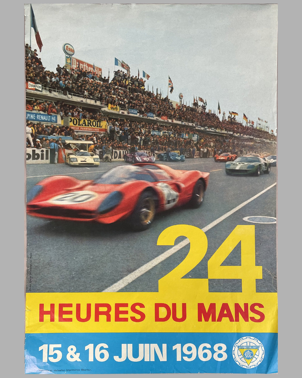 24 Heures du Mans 1968 original poster by André Delourmel