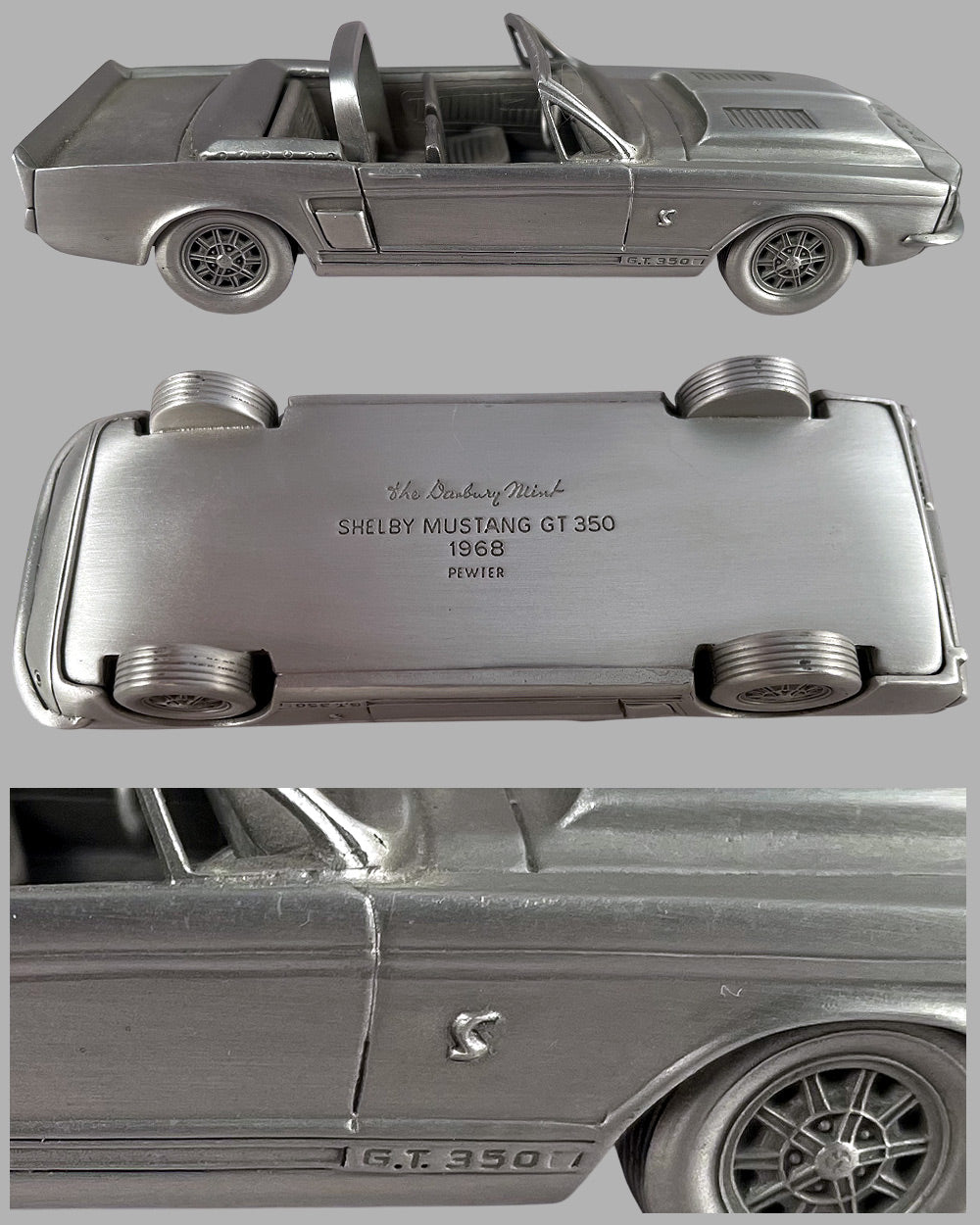 1968 Shelby Mustang GT 350 pewter model / sculpture by the Danbury Mint 4