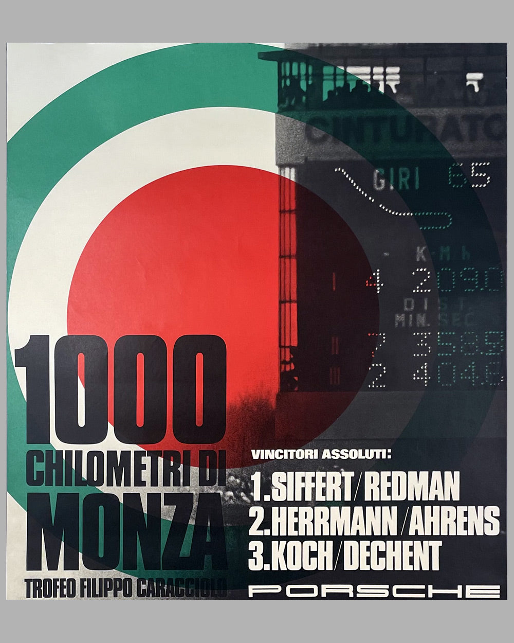 1969 1000 KM of Monza original Porsche victory poster, Strenger design 2