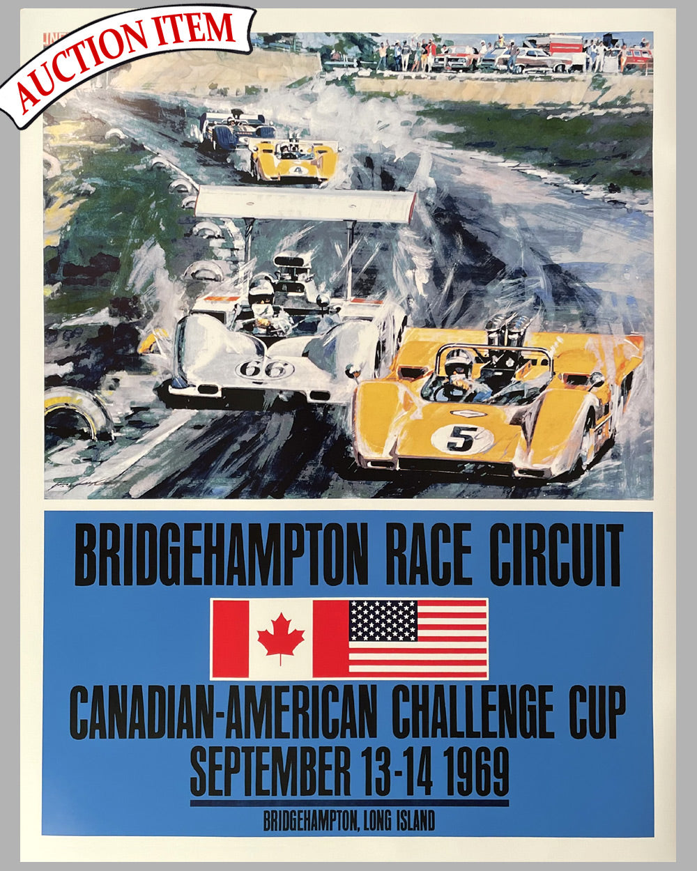 1969 Bridgehampton Can Am race poster by Walter Gotschke, 1990’s limited reproduction