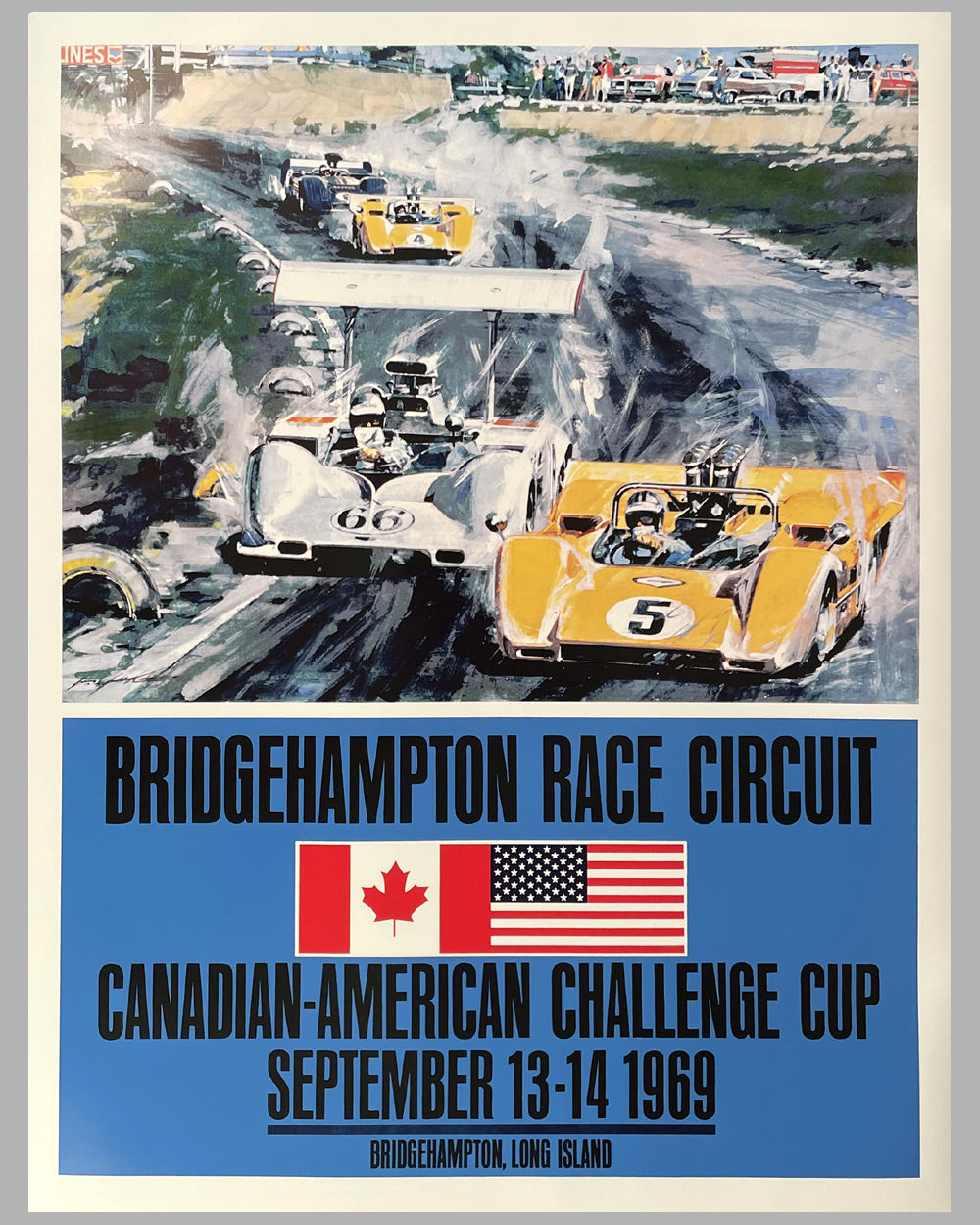 1969 Bridgehampton Can Am race poster by Walter Gotschke, 1990’s limited reproduction