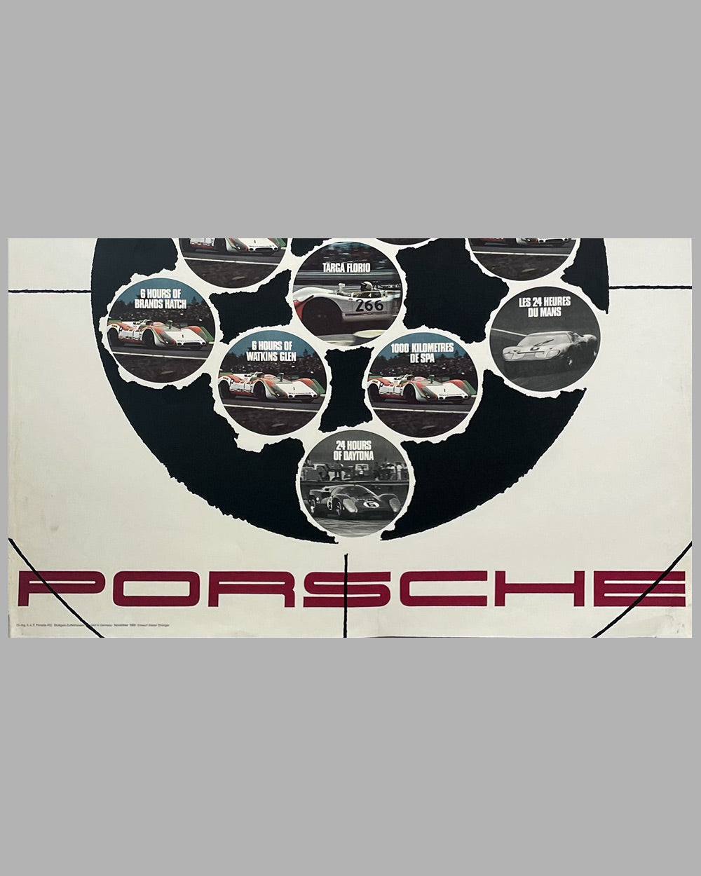 1969 World Champion of Endurance Racing original Porsche victory poster, Strenger design 3