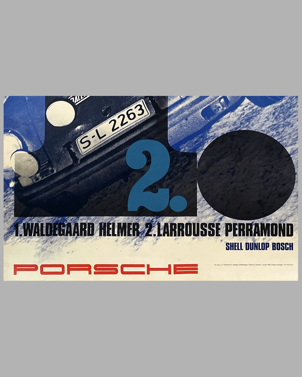 1969 original Porsche factory victory poster for winning the Rally of Monte Carlo 3