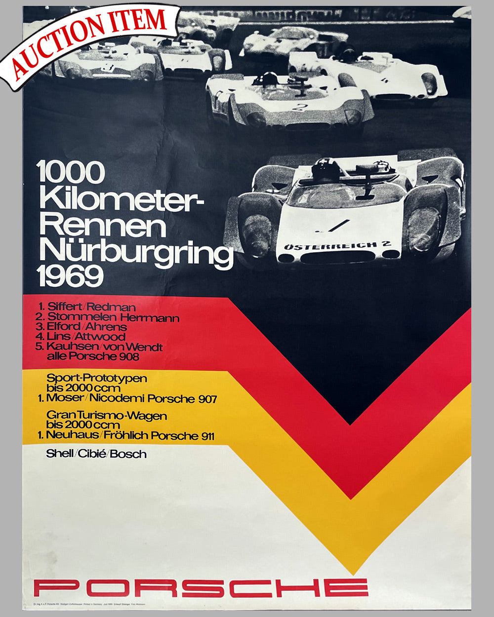 1969 1000KM of Nurburgring original Porsche factory poster