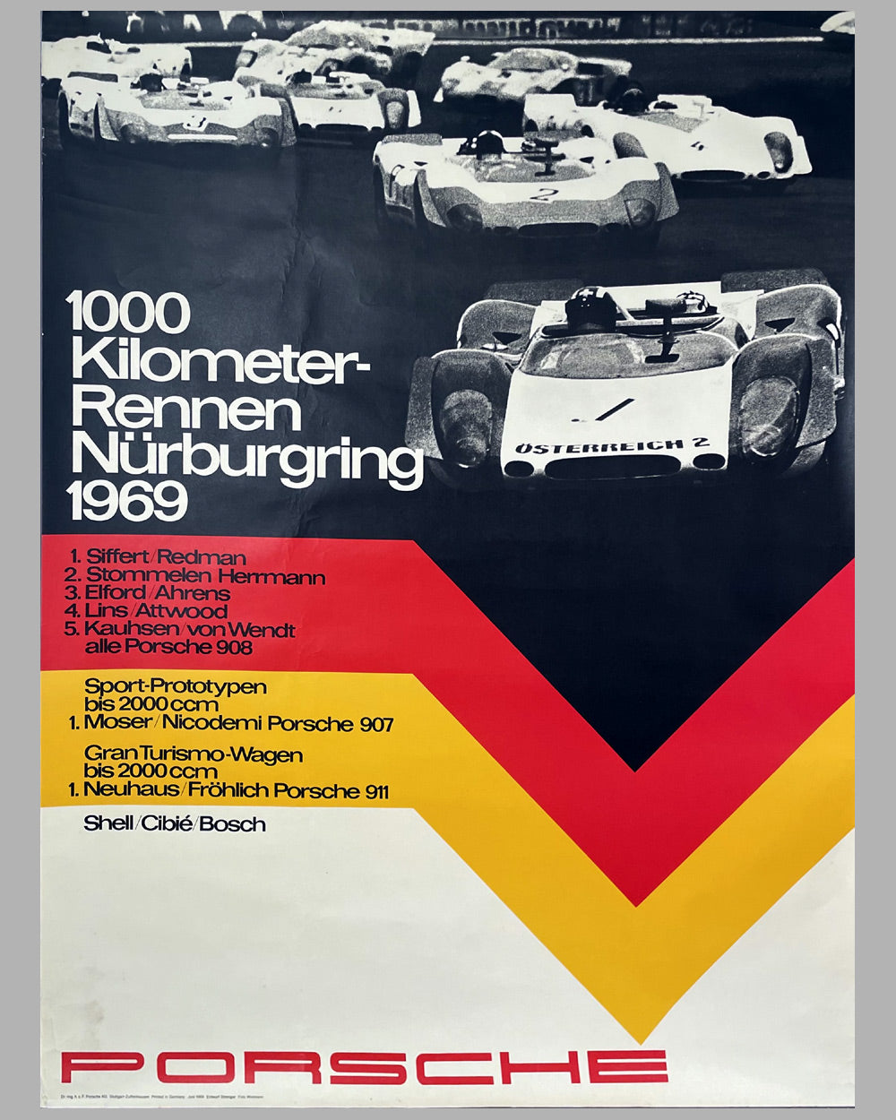 1969 1000KM of Nurburgring original Porsche factory poster