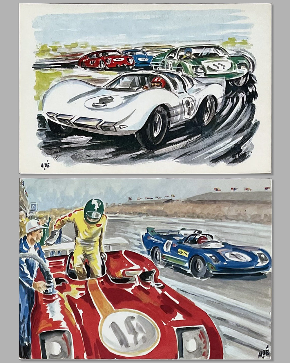 Collection of 7 postcards with scenes from the 24 hours of Le Mans from the 1950’s to early 1970’s 2