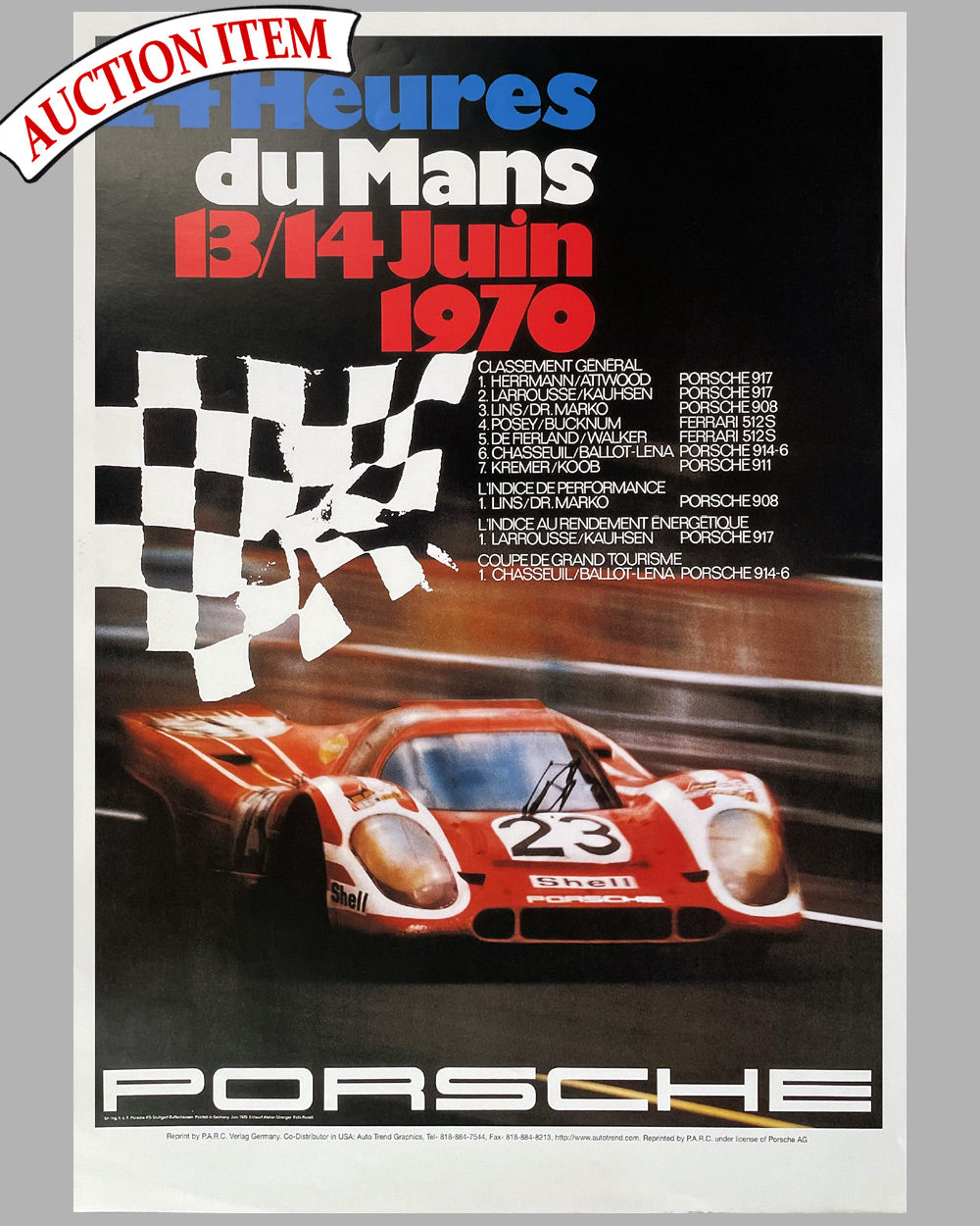 Porsche factory victory poster for the 24 Hours of Le Mans, 1970