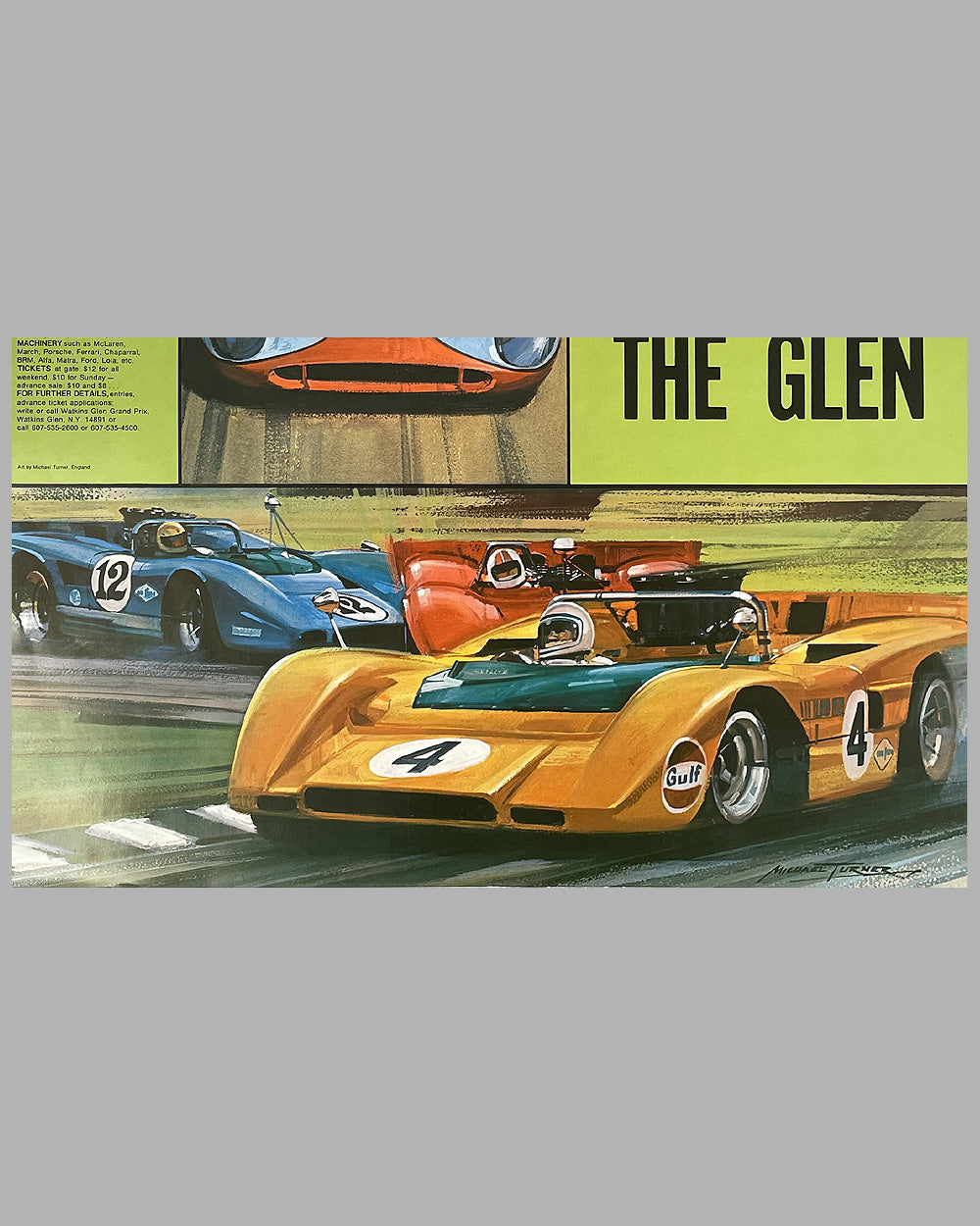 1970 6 Hours and Can-Am poster at Watkins Glen, artwork by Michael Turner 3