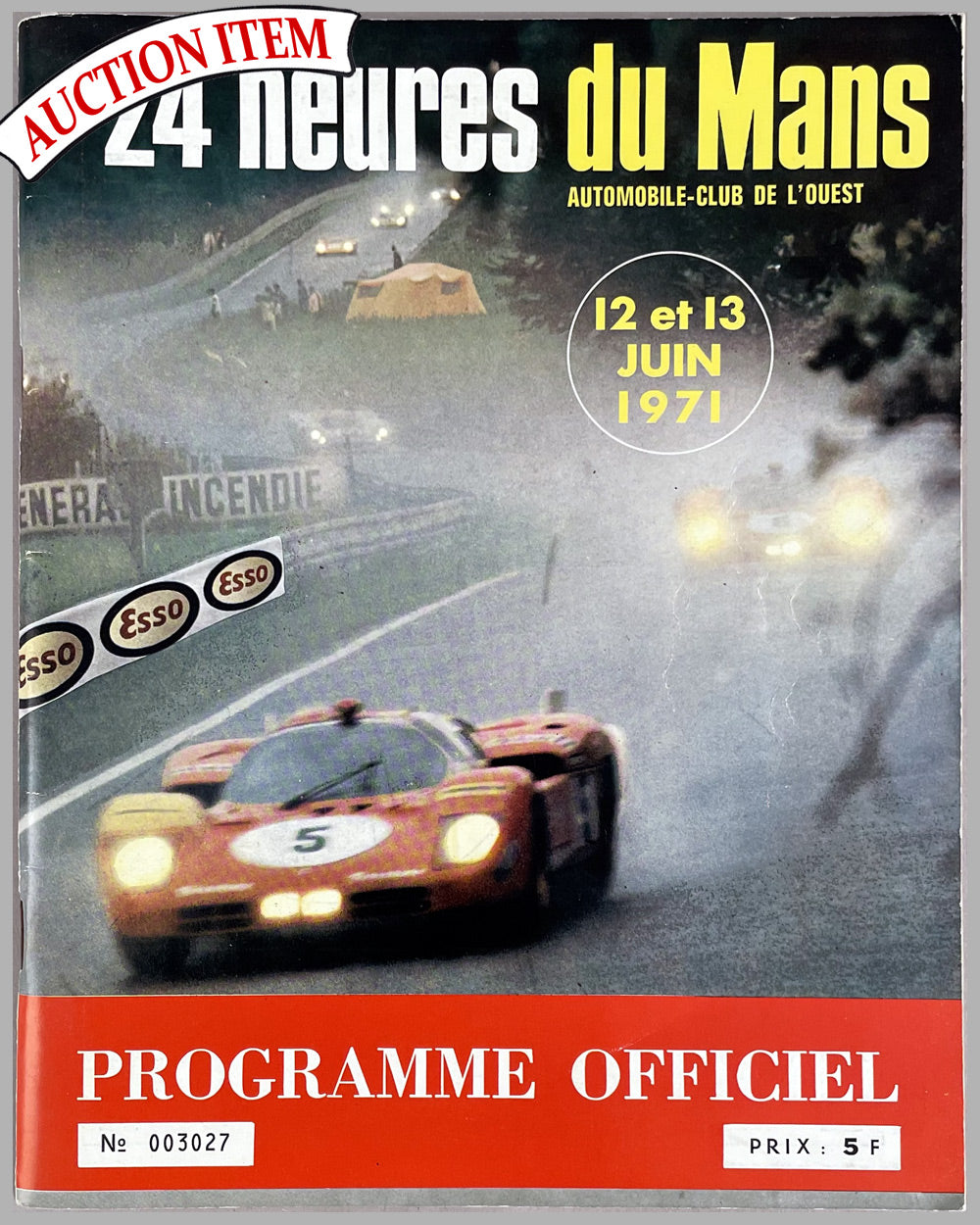 1971 24 Hours of Le Mans original program, numbered edition w/ cover photo by André Delourmel
