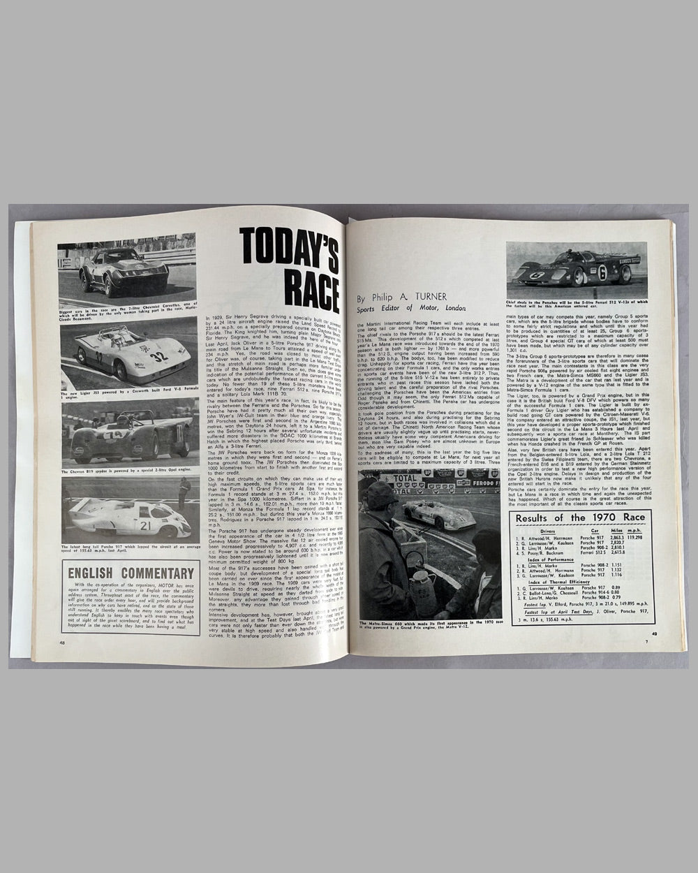 1971 24 Hours of Le Mans original program, numbered edition w/ cover photo by André Delourmel 2