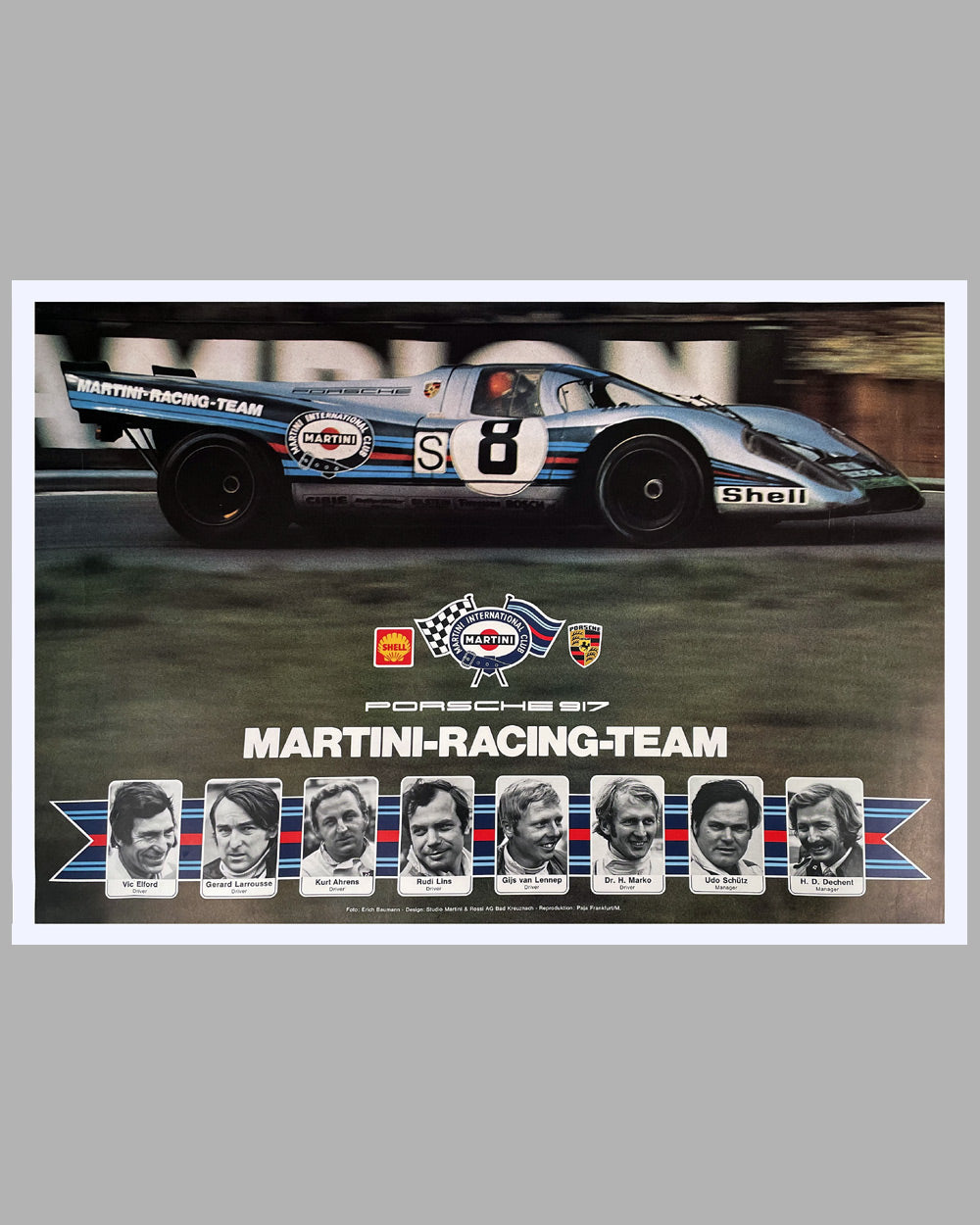 1971 Porsche 917 Martini Racing Team original poster produced by Martini