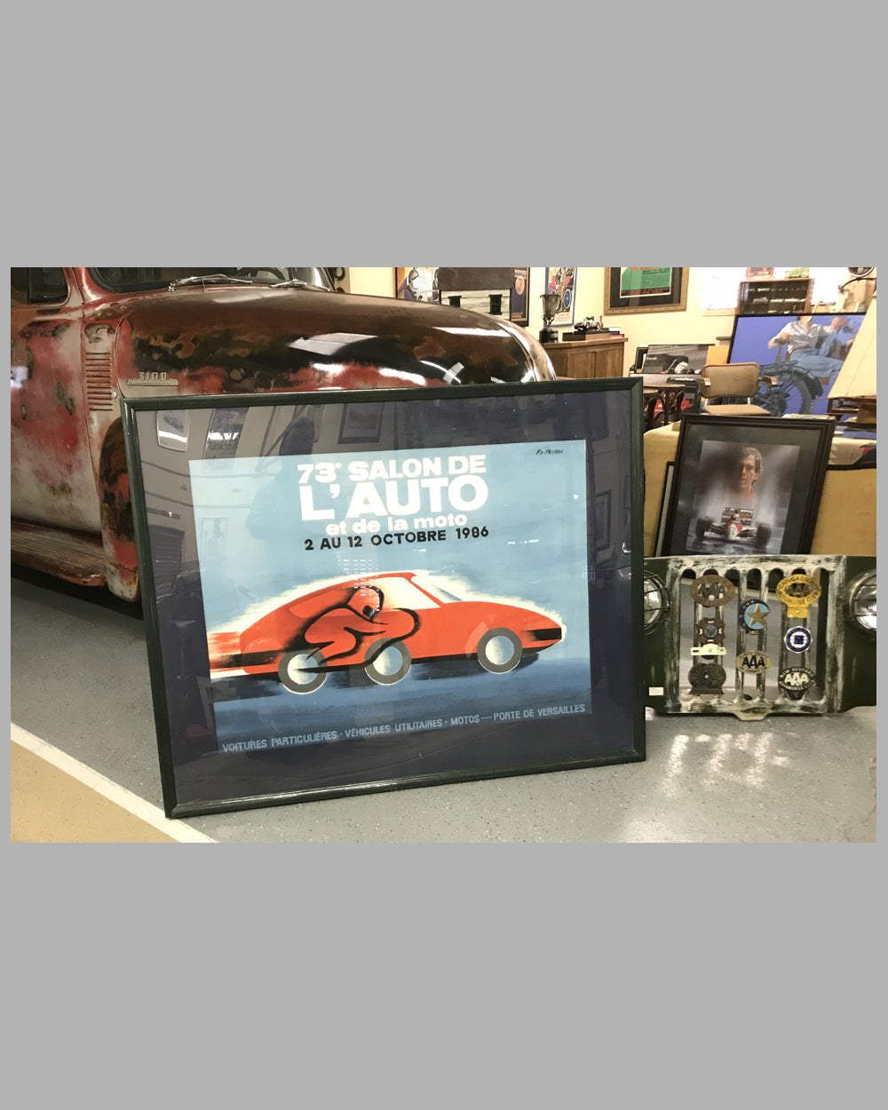 73rd Paris Auto &amp; Motorcycle Show large painting by Pierre Fix-Masseau, France, 1986 2