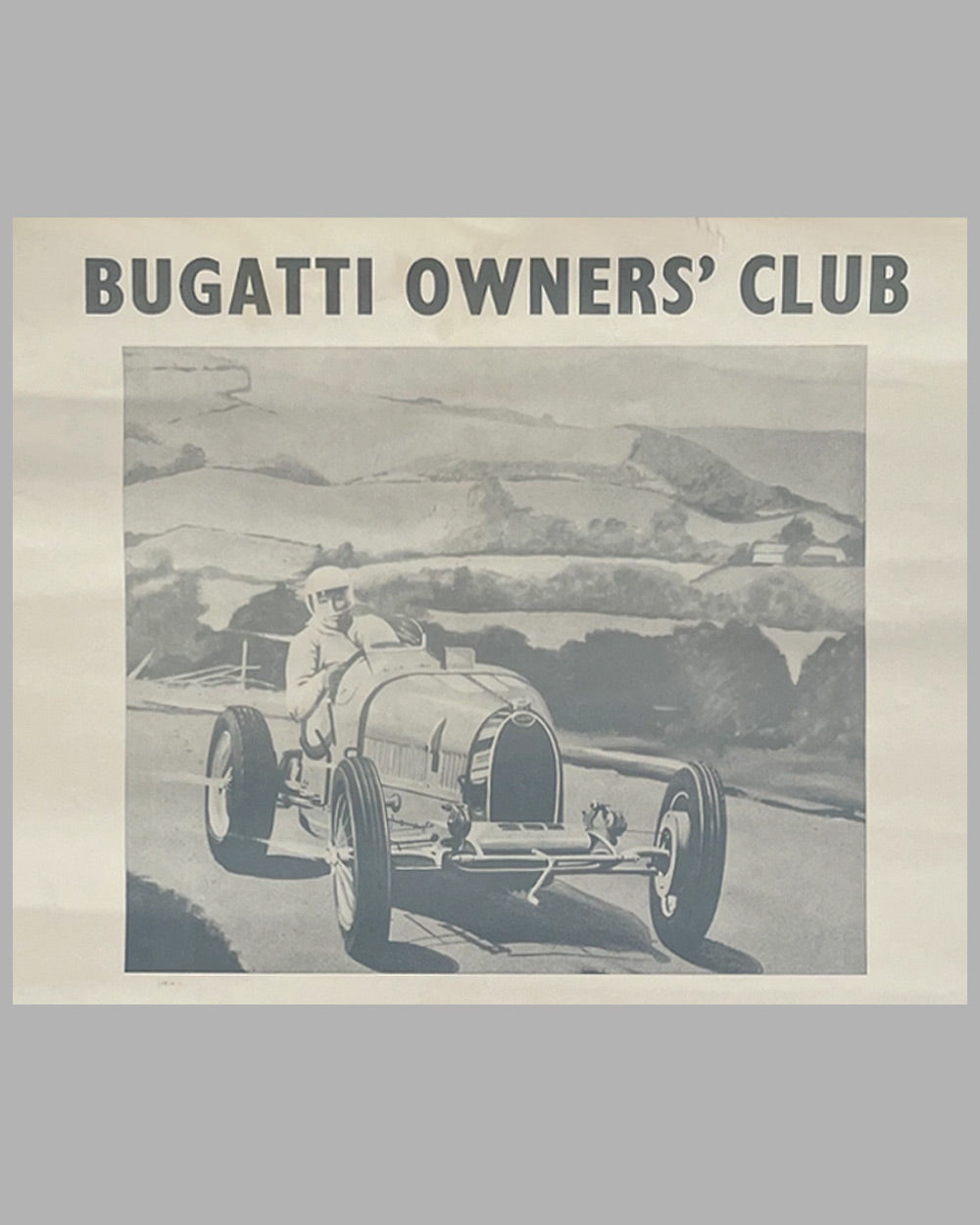 Prescott Hill Climb 1974 poster produced by the Bugatti Owners’ Club