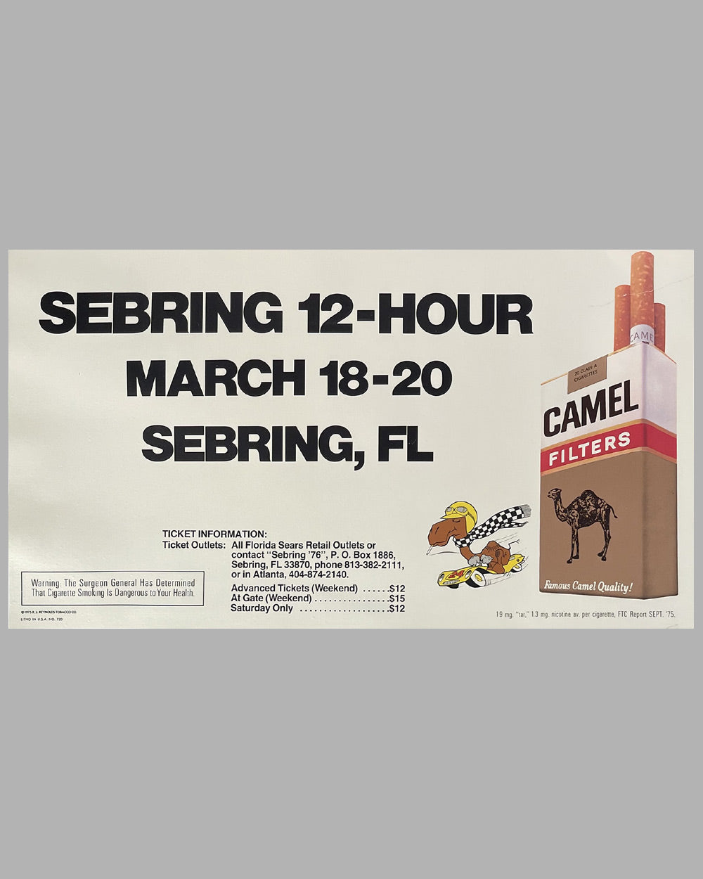 1975 12 Hours of Sebring original official poster 3