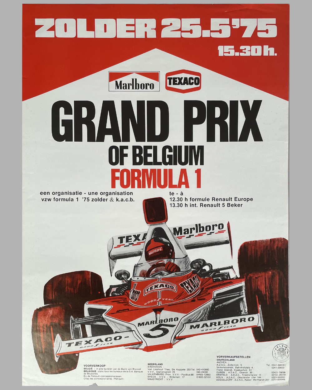 1975 Grand Prix of Belgium at Zolder poster