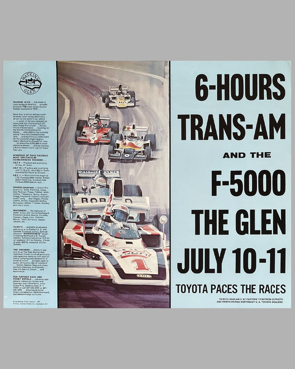 1976 6 Hours of Watkins Glen, Trans Am &amp; Formula 5000 poster by Michael Turner 2