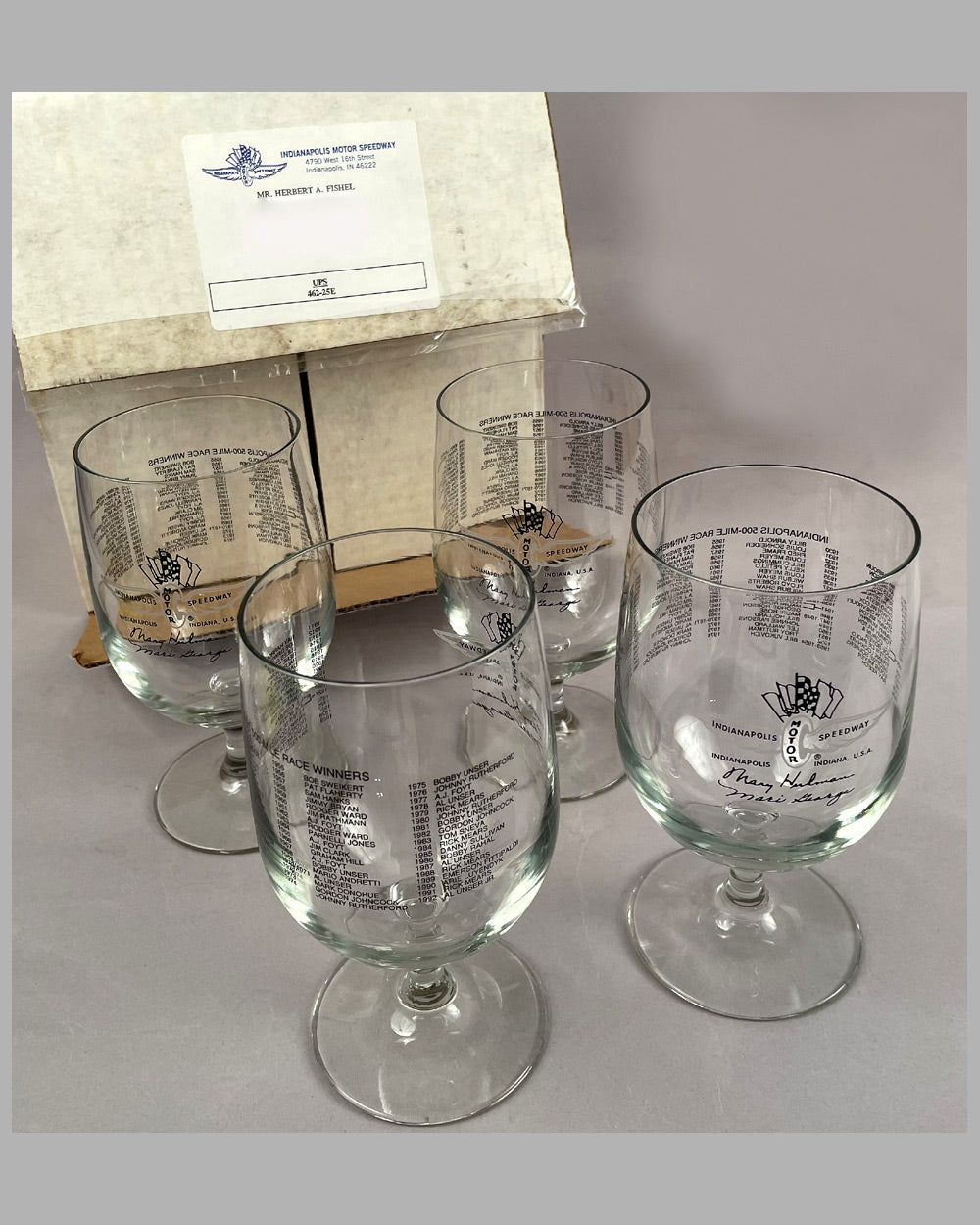 Indianapolis Motor Speedway (IMS) water glasses