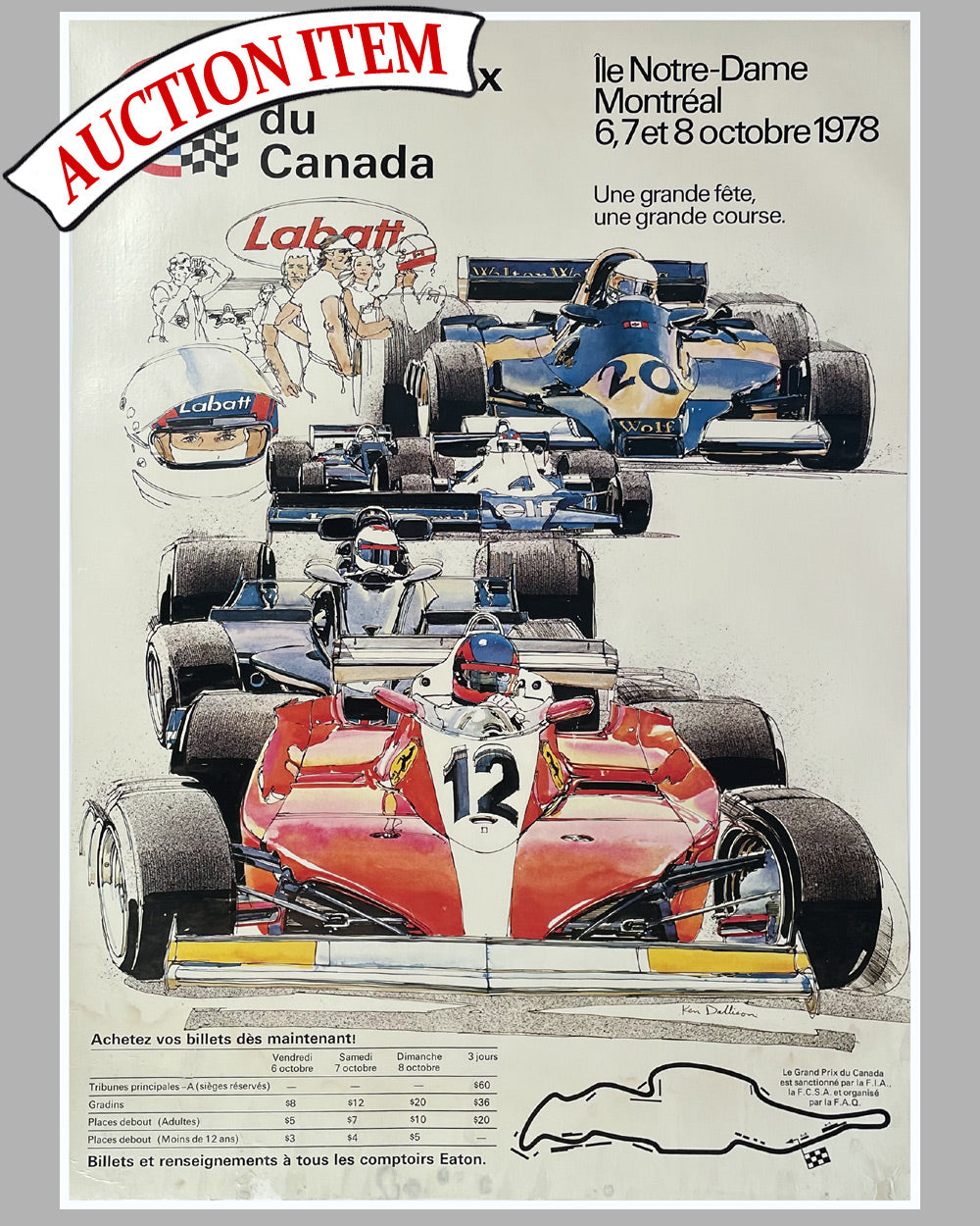 8 - The 1st Grand Prix of Montreal 1978 official race poster by Canadian artist Ken Dallison