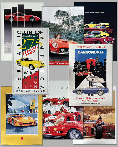 Collection of 8 Ferrari Club of America (FCA) national meet posters