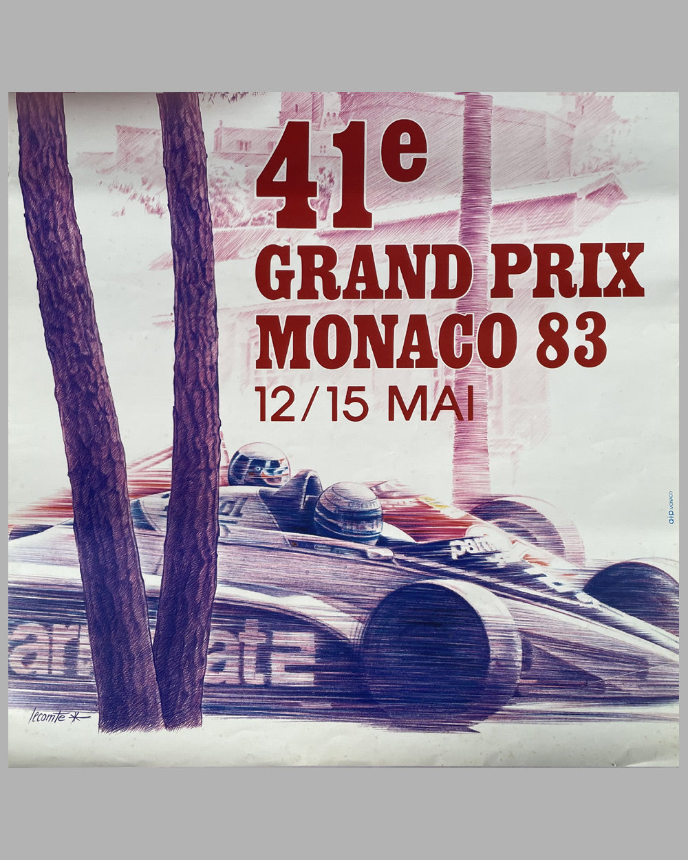 1983 Grand Prix of Monaco original poster by Pierre Lecomte 2