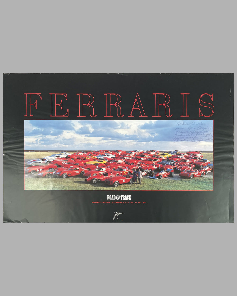 Ferraris featured marque at the Monterey Historic Races 1984 original Road & Track poster