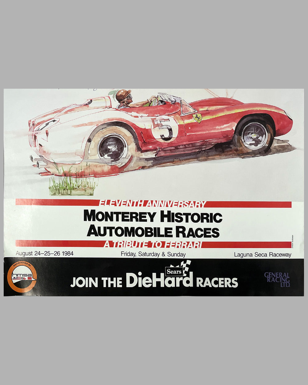 1984 Monterey Historic Automobile Races “A Tribute to Ferrari” poster by Chuck Queener 3
