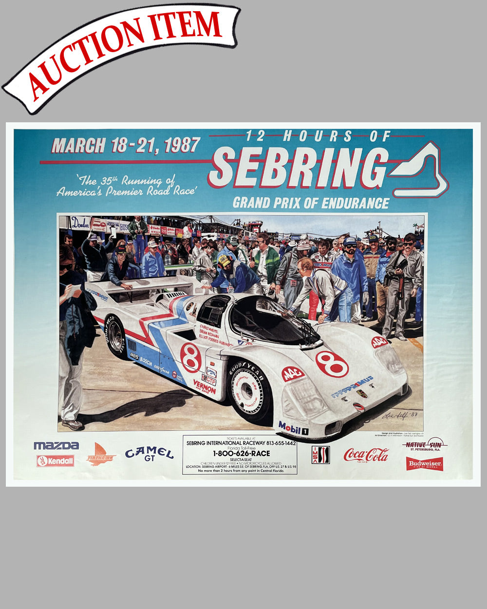 4 - 12 Hours of Sebring 1987 official race poster by Lee Self