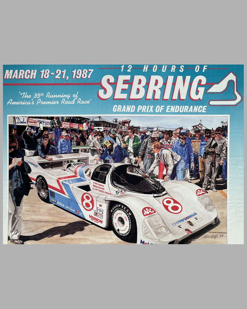 12 Hours of Sebring 1987 official race poster by Lee Self 2