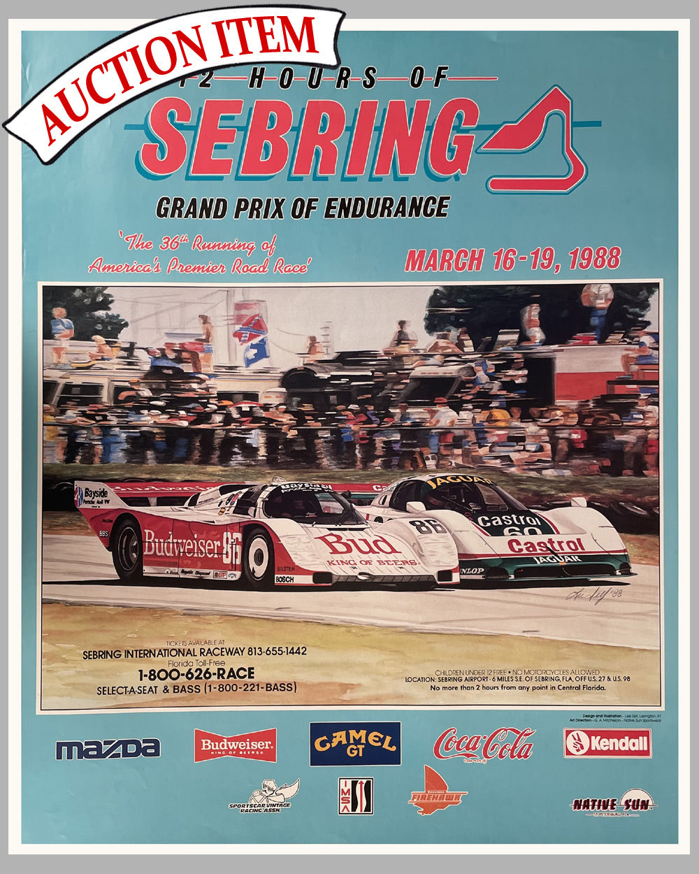 5 - 12 Hours of Sebring 1988 official race poster by Lee Self