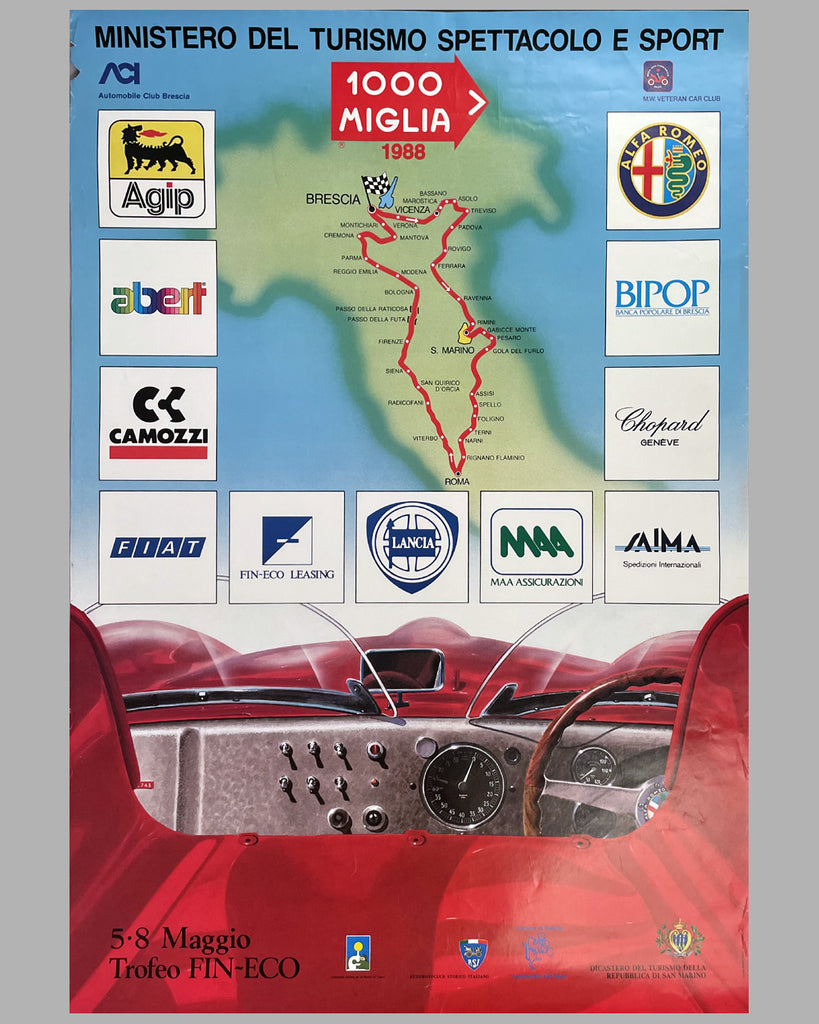1988 Mille Miglia official poster - l'art et l'automobile