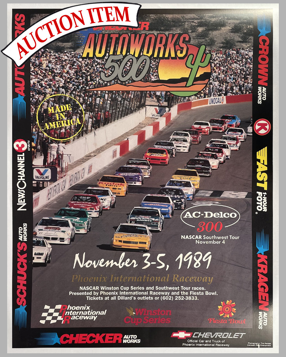 1989 Checker Autoworks 500 original race poster