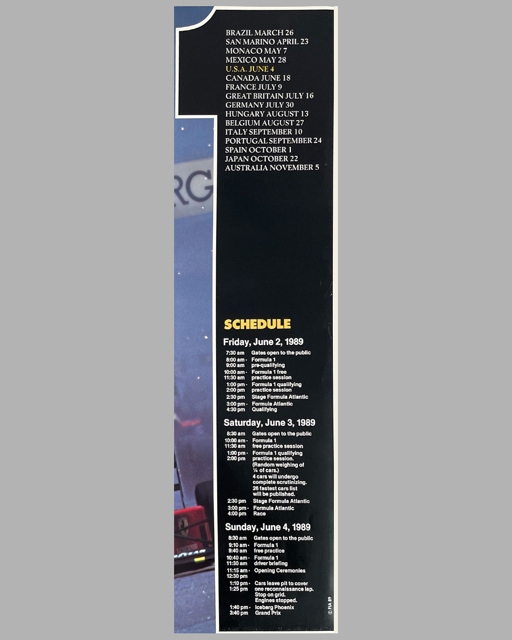 1989 Grand Prix of Phoenix for Formula 1 poster 3