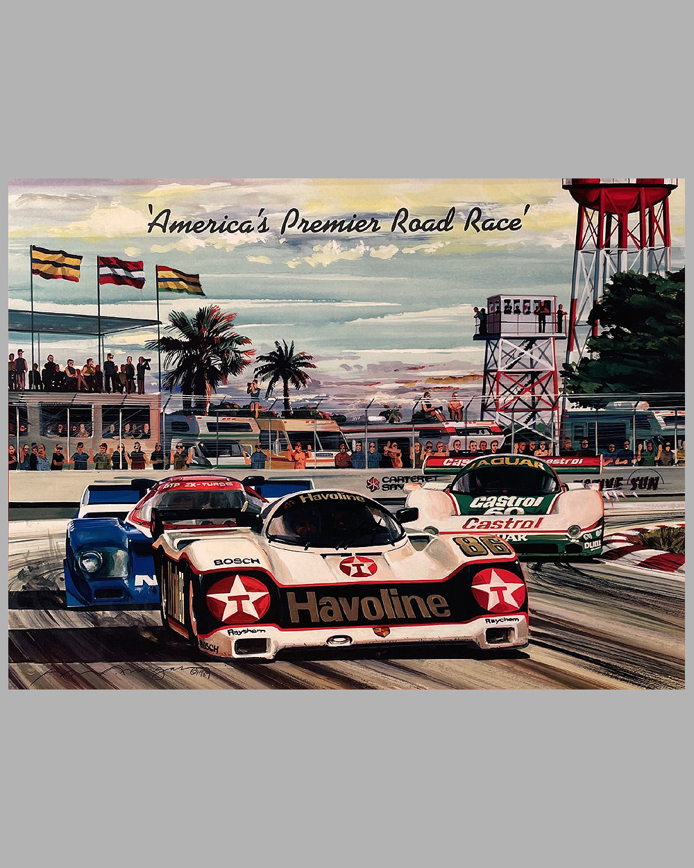 12 Hours of Sebring 1989 original race poster by Darrell Mayabb 2