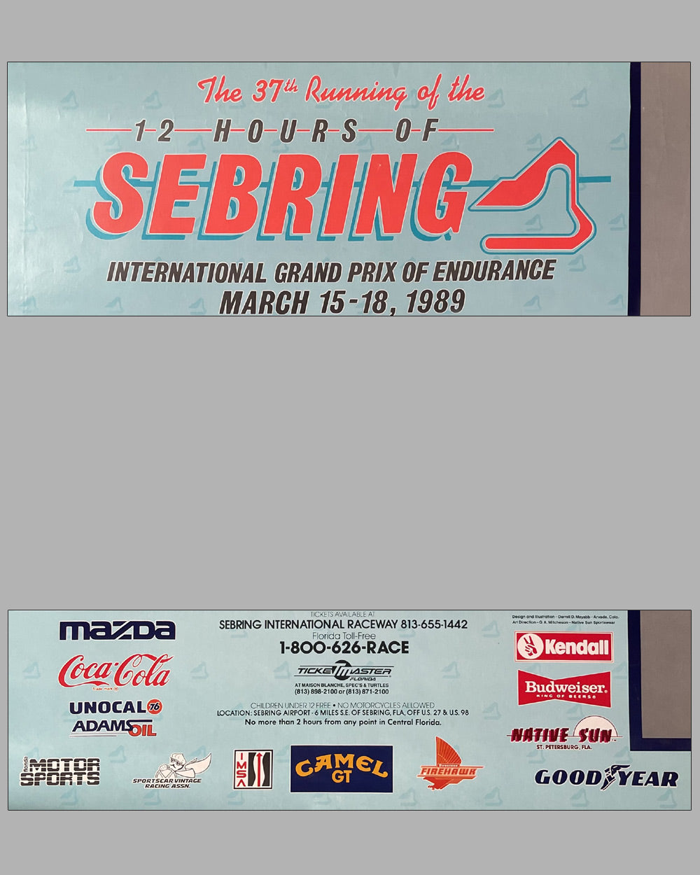 12 Hours of Sebring 1989 original race poster by Darrell Mayabb 3