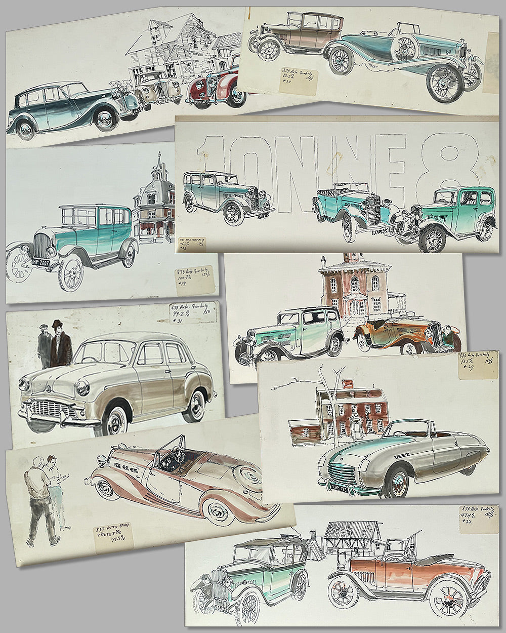 Collection of 9 Triumph illustrations by Harvey Winn