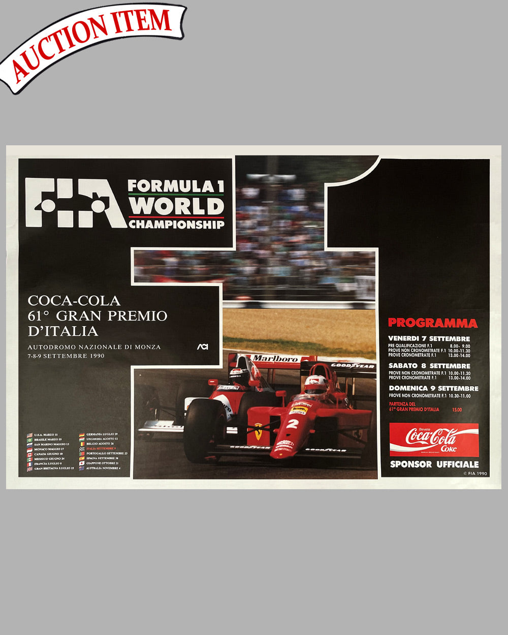 1990 Italian Grand Prix at Monza original poster