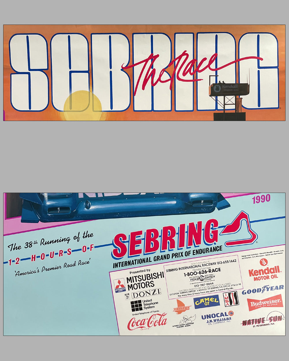 12 Hours of Sebring 1990 original race poster by Darrell Mayabb 3