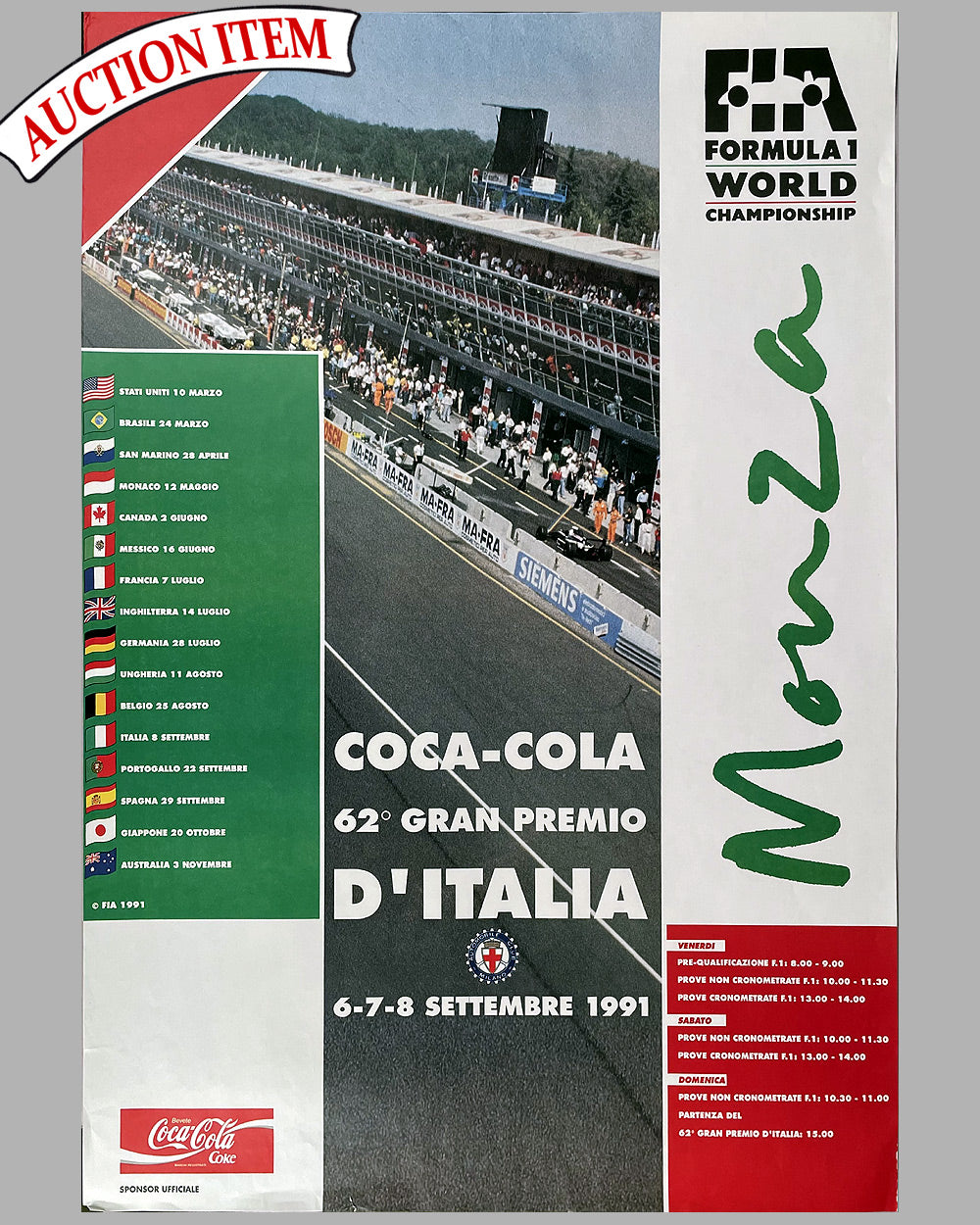 1991 Grand Prix of Monza original poster
