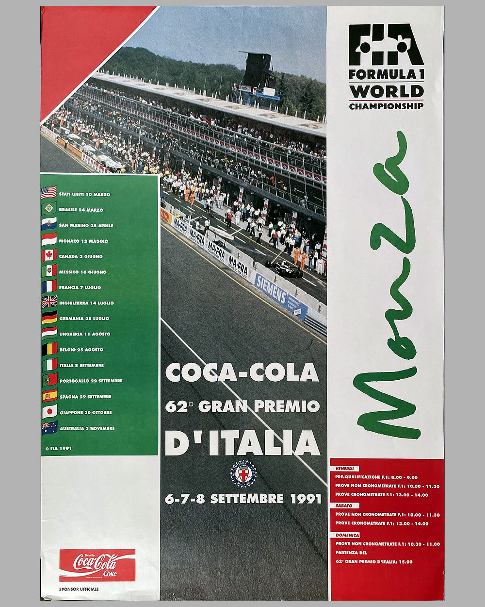1991 Grand Prix of Monza original poster