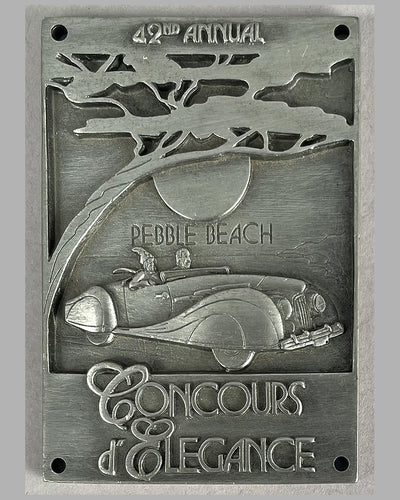 42nd Pebble Beach Concours d’ Elegance dash plaque, 1992