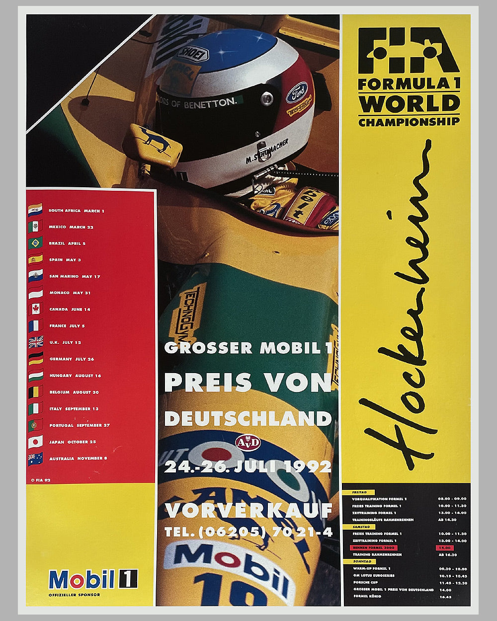 1992 Grand Prix of Germany at Hockenheim official race poster
