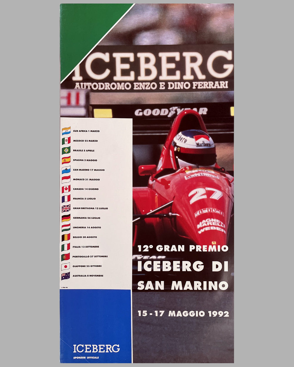 1992 Grand Prix of San Marino official poster at the Imola race track 2