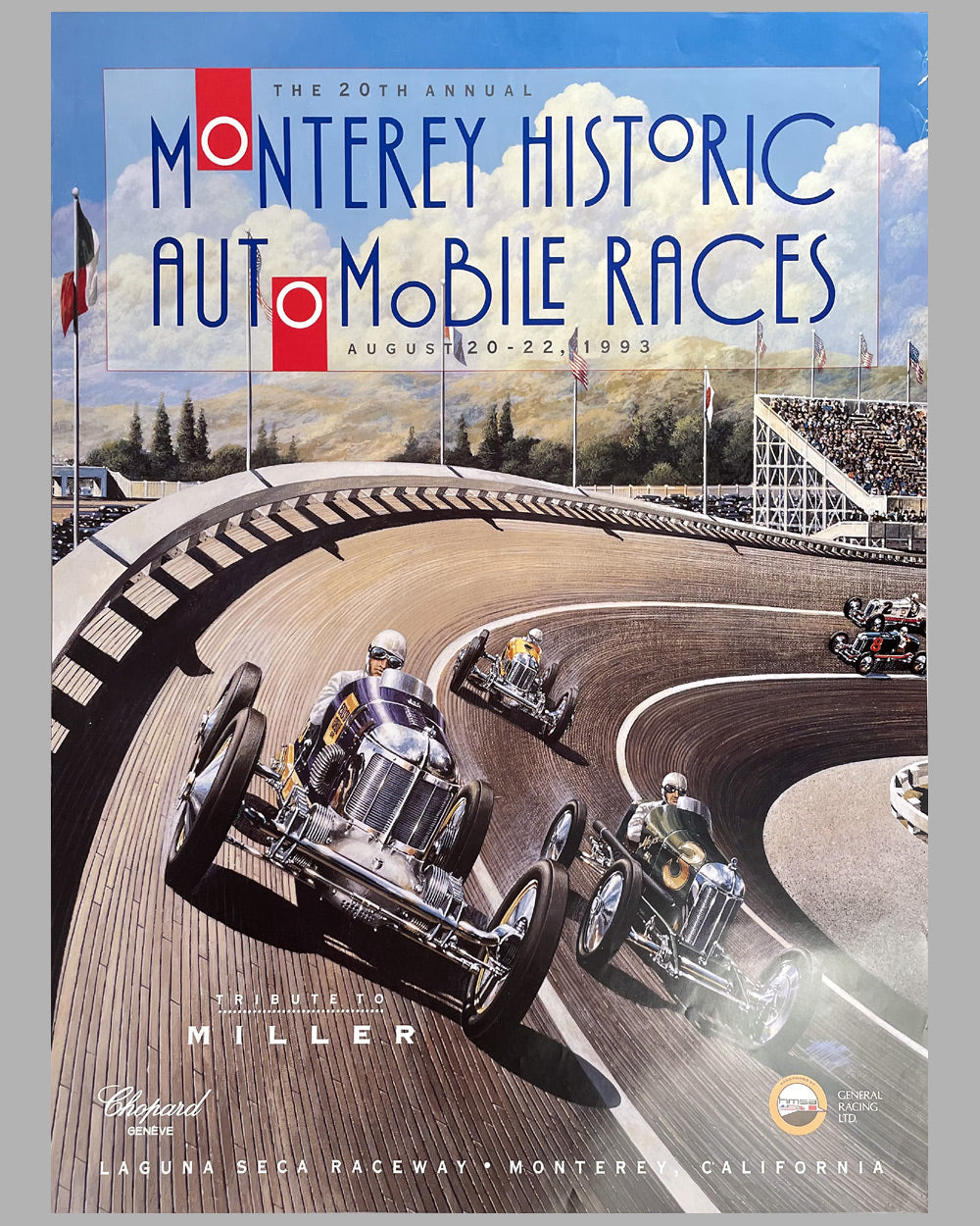 1993 Monterey Historic Automobile Races poster, artwork by Michael Mate