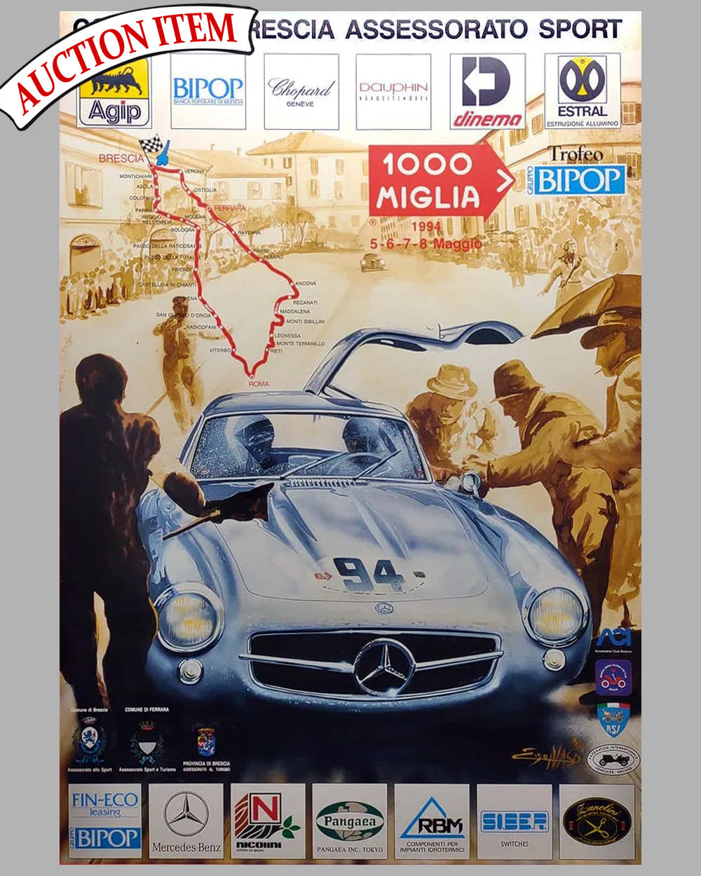 1994 Mille Miglia original poster by Enzo Naso