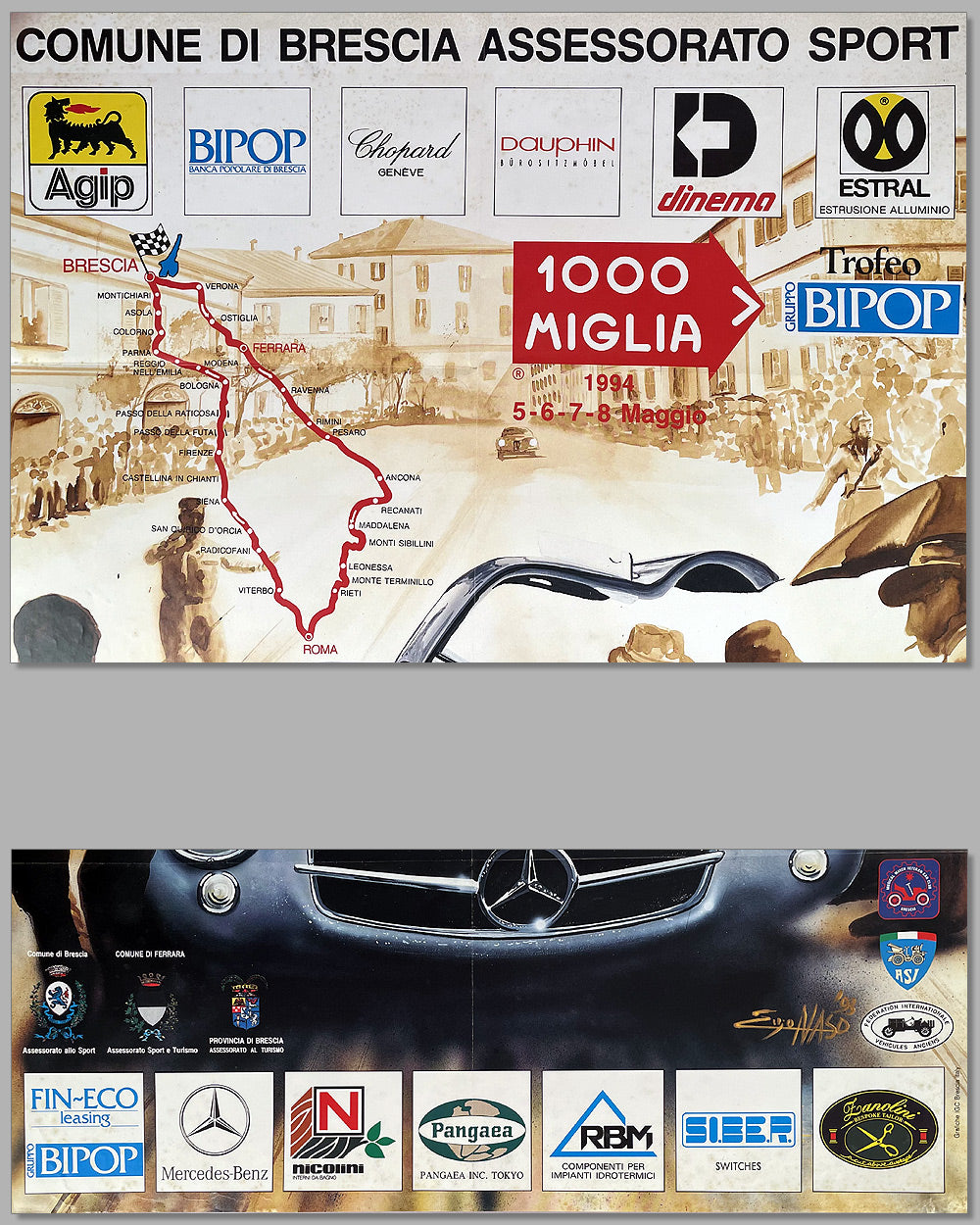 1994 Mille Miglia original poster by Enzo Naso 3