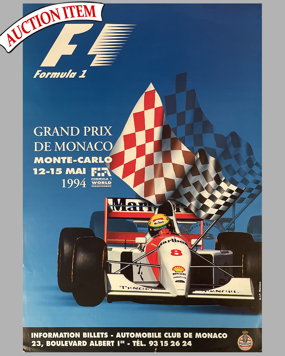 1994 Grand Prix of Monaco original poster by Marie-Hélène Grégoire